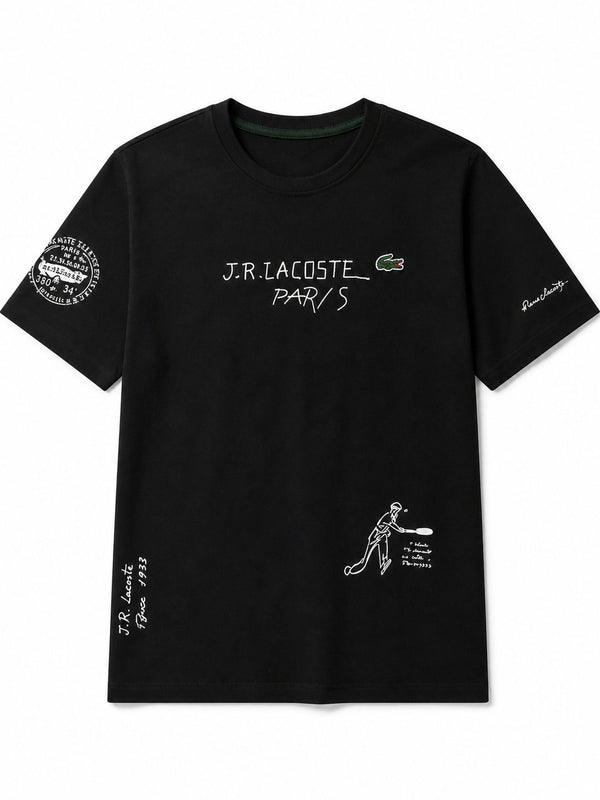 Polera Lacoste Negra Logos Blancos - Lacoste
