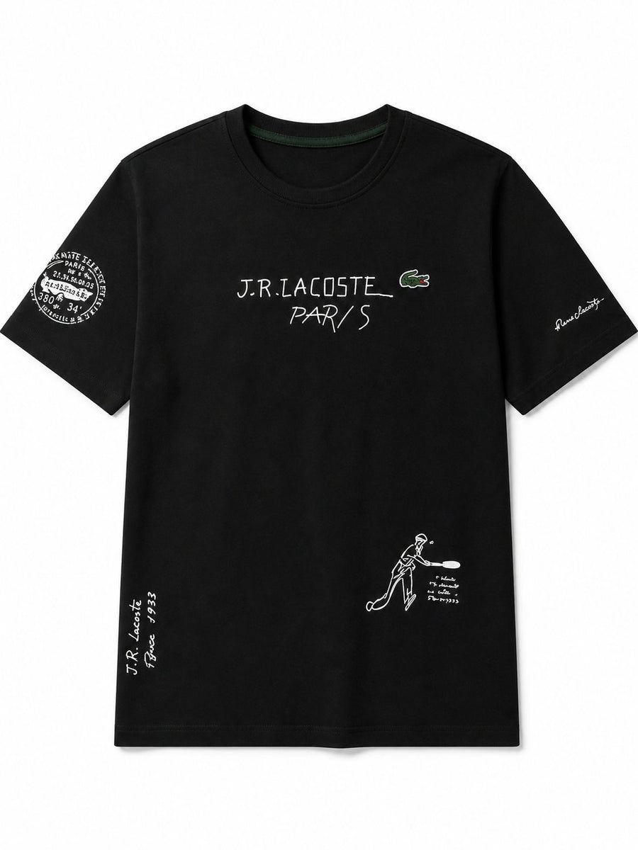 Polera Lacoste Negra Logos Blancos - Lacoste