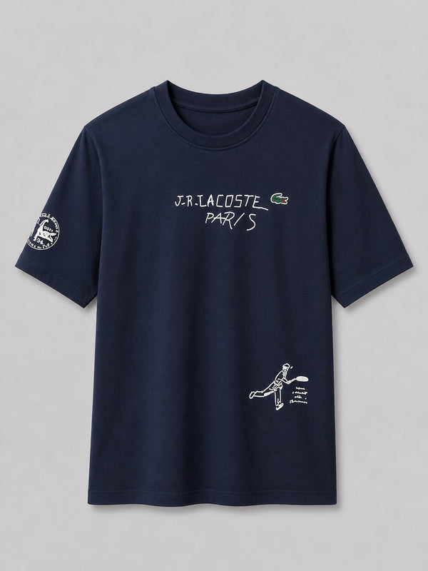 Polera Lacoste Azul Logos Blanco - Lacoste