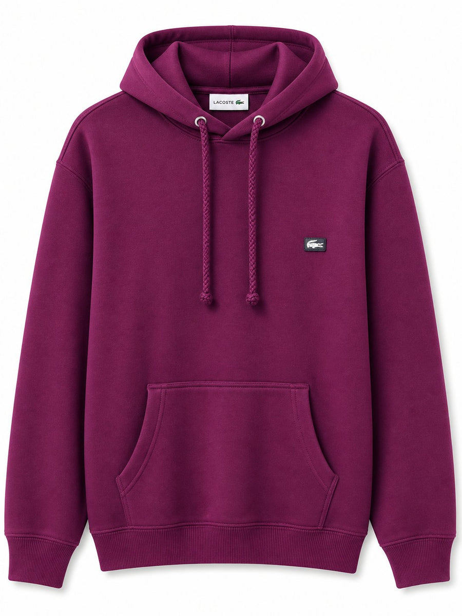 Poleron Burdeo Capucha Logo Color - Lacoste