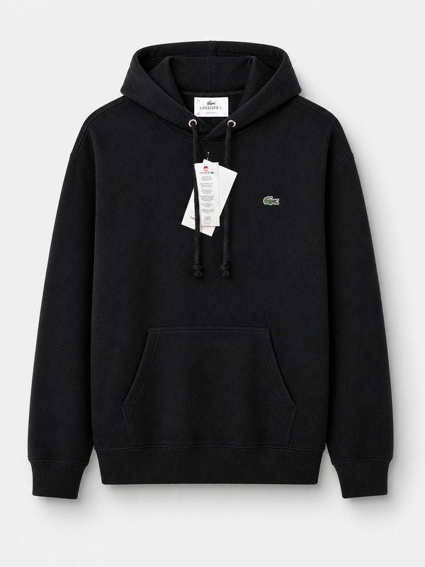 Poleron Negro Capucha Logo Color - Lacoste