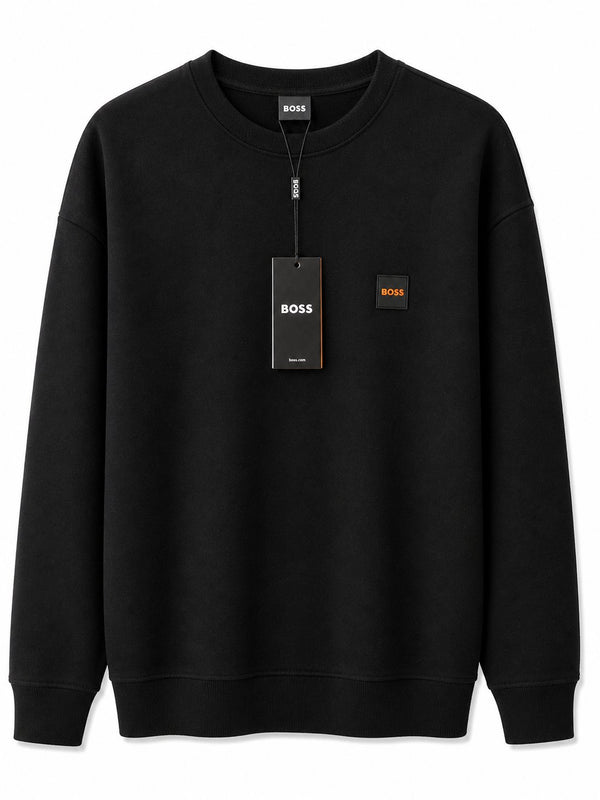 Poleron Negro Logo Naranjo - Hugo Boss