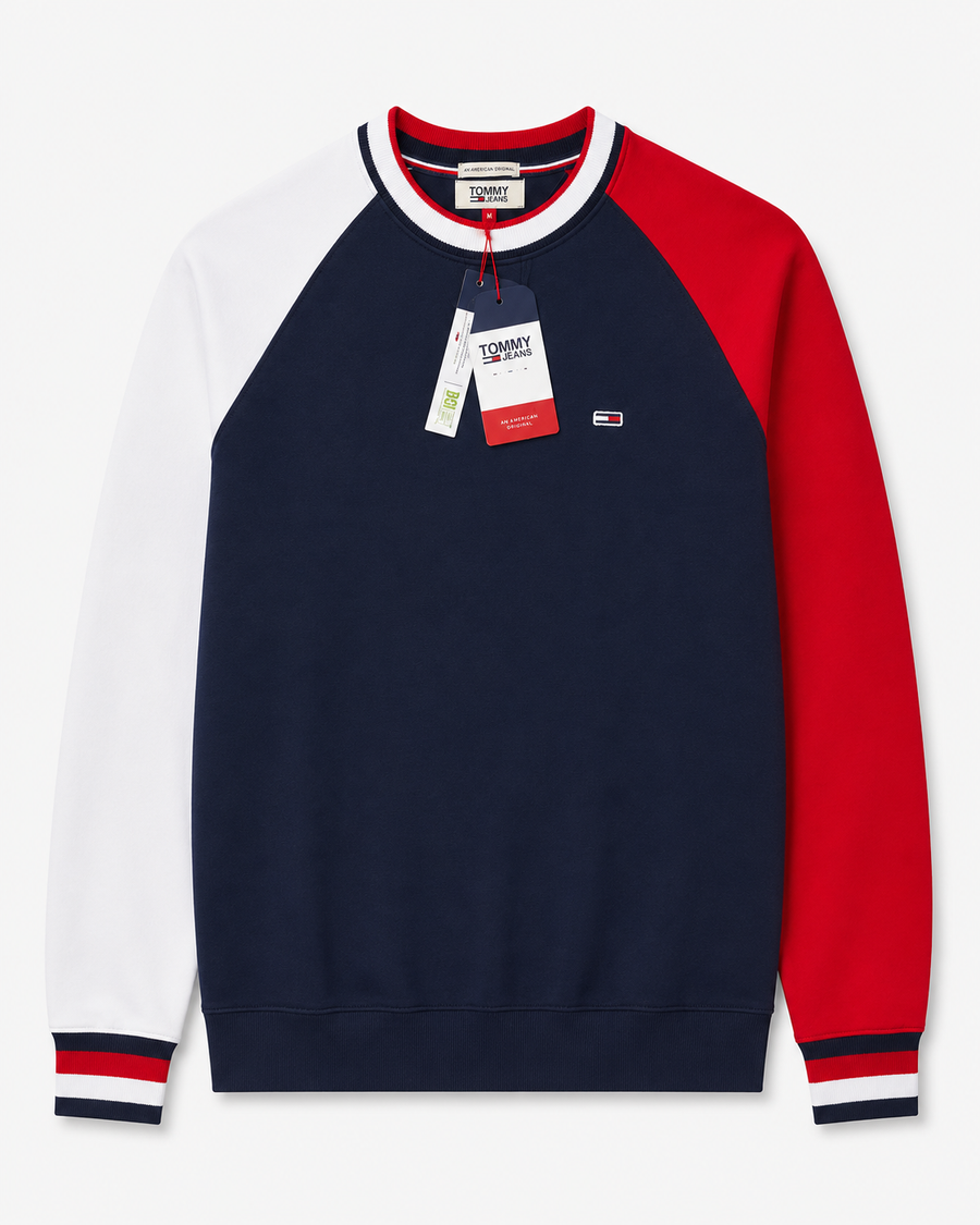 Poleron Tricolor Azul Marino - Tommy Jeans