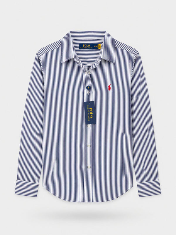 Camisa Polo con Rallas Azules Mujer - Polo