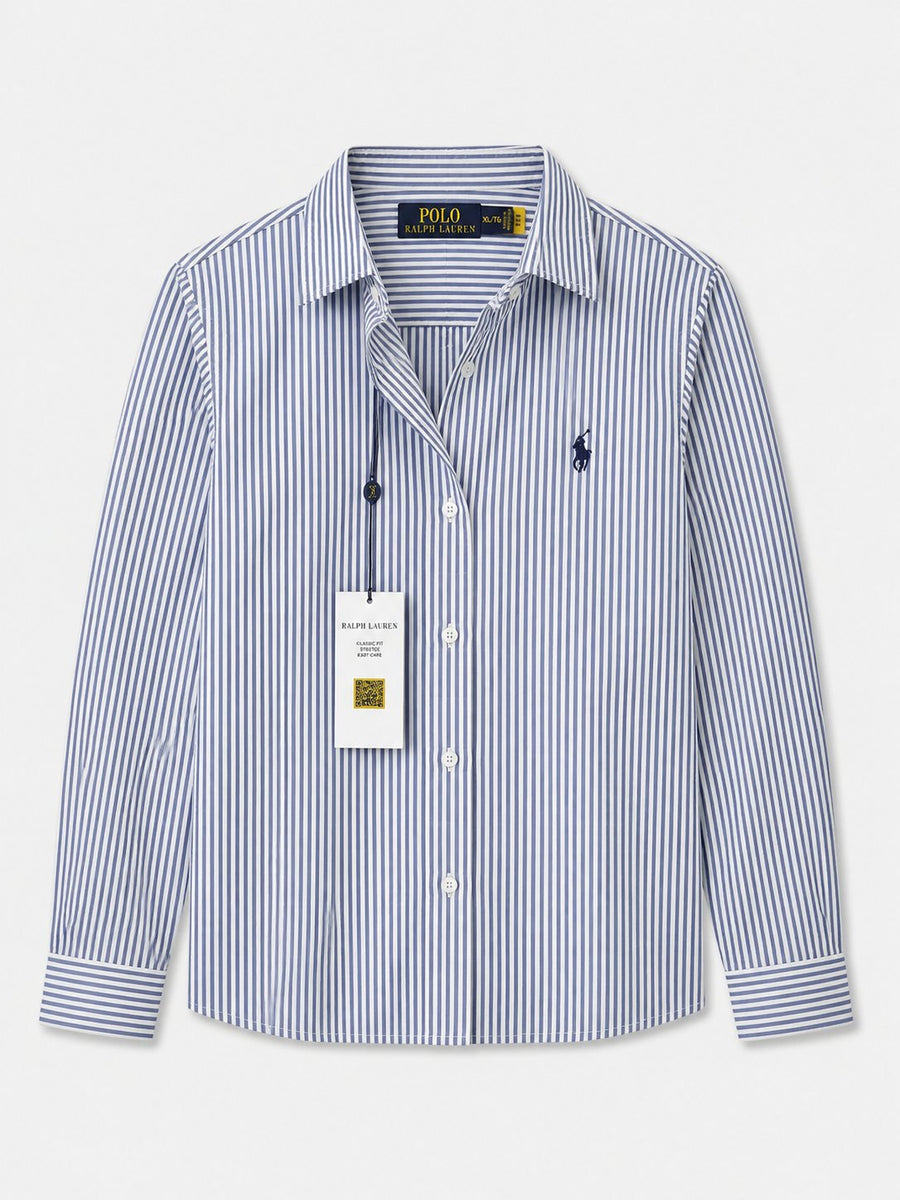 Camisa Polo Rallas Azules Mujer - Polo