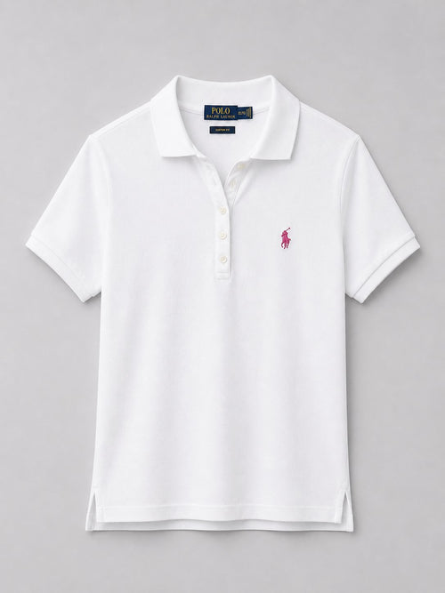 Polera Polo Piqué Blanca Mujer - Polo