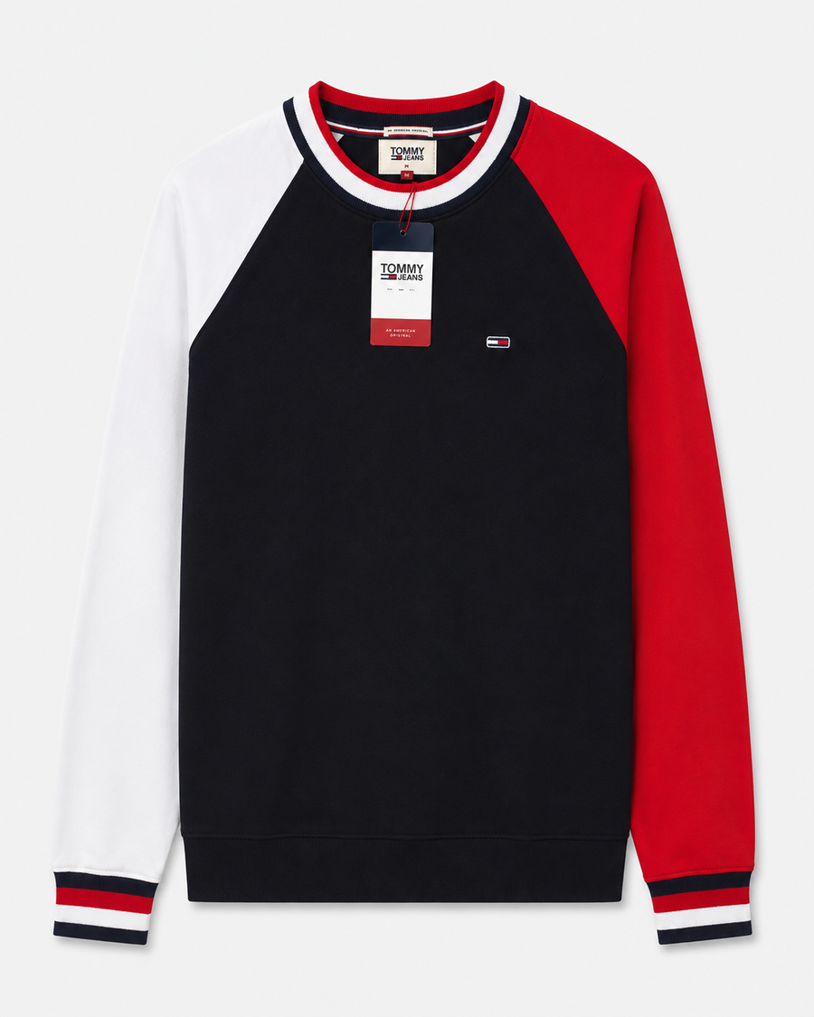 Poleron Tricolor Negro - Tommy Jeans