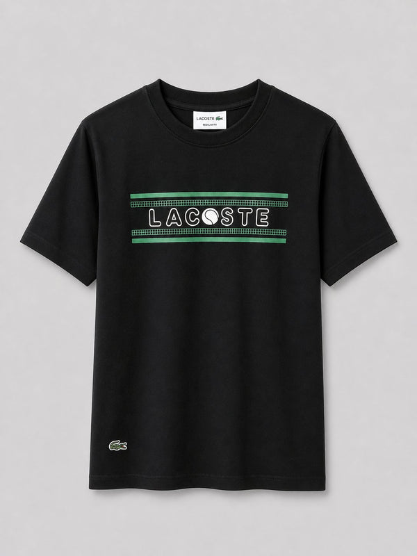 Polera Negra Djokovic Logo Verde - Lacoste