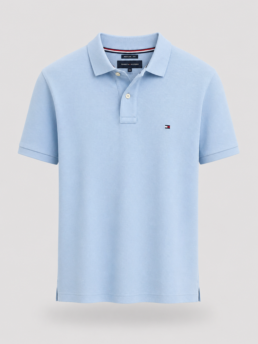 Polera Tommy Hilfiger Piqué Celeste