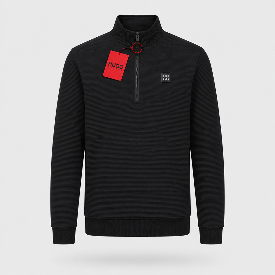 Poleron Hugo Zip 1/4 Negro - Hugo Boss