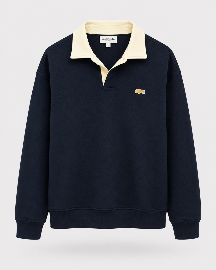 Poleron Lacoste Cuello Abierto Azul Marino - Lacoste