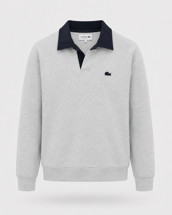Poleron Lacoste Cuello Abierto Gris - Lacoste