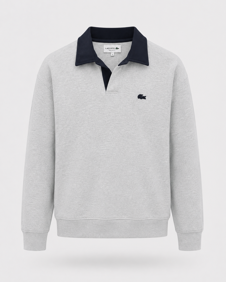 Poleron Lacoste Cuello Abierto Gris - Lacoste