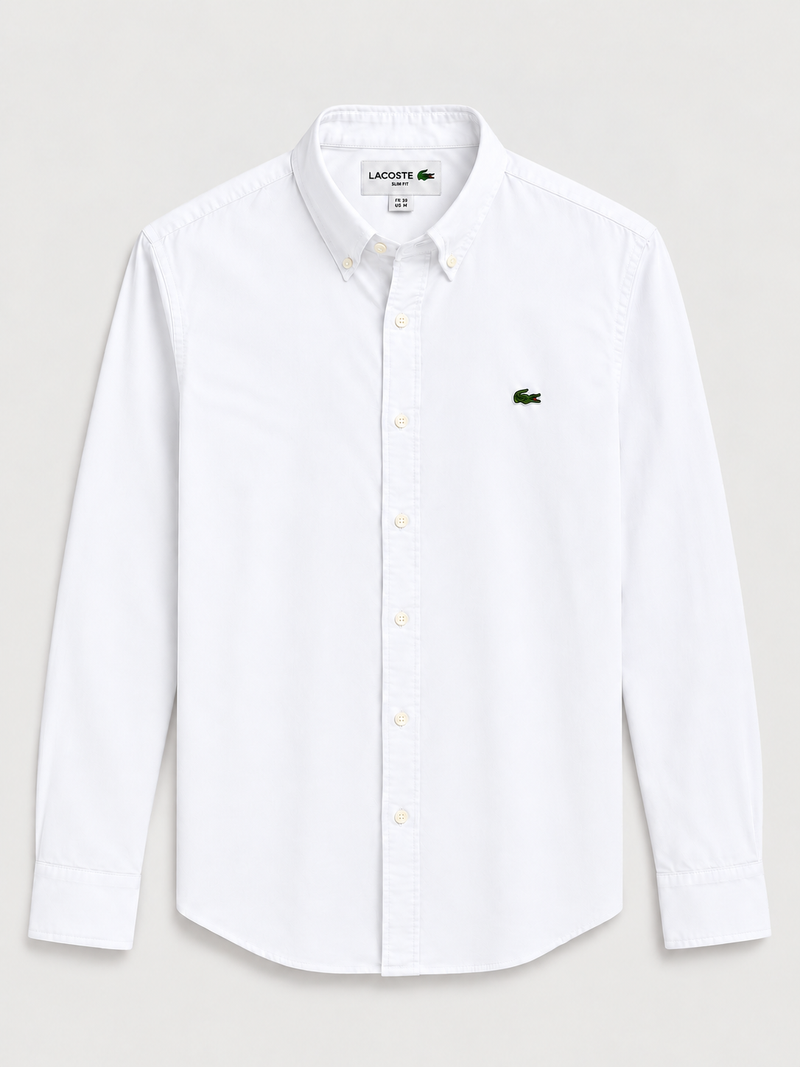 Camisa Lacoste Manga Larga Blanca