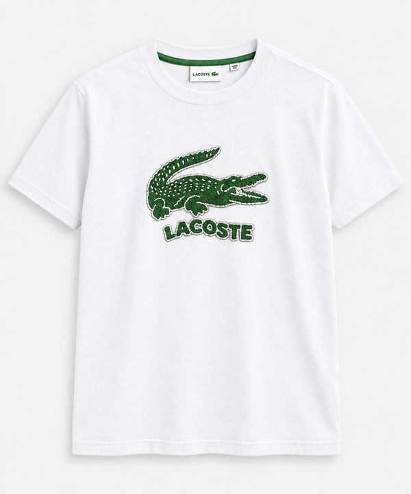 Polera Lacoste cocodrilo grande Blanca, vista frontal