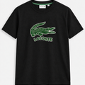 Polera Lacoste cocodrilo grande Negra, vista frontal